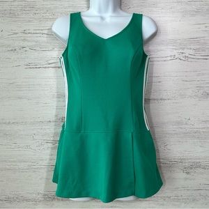 VINTAGE 70s 80s Skirted Side Stripe Swimsuit Made in USA